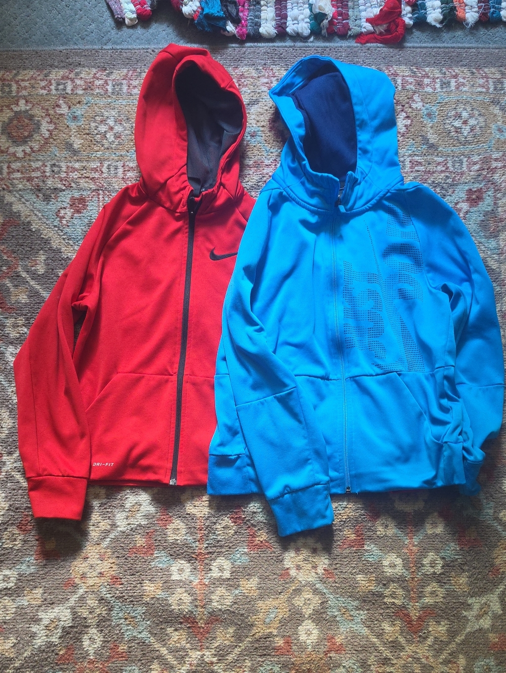 Nike Kids Red & Blue Hooded Zip Jackets Red-M Blue-L